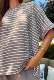 Below Deck Cheesecloth Stripe Tee Mocha